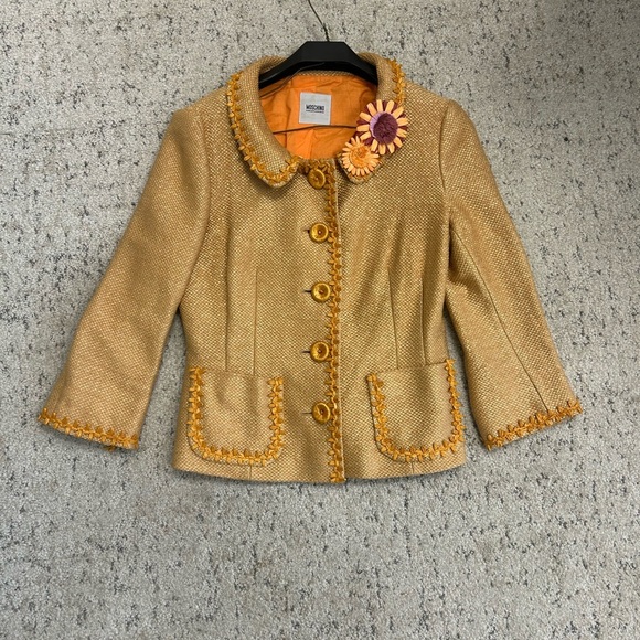 Moschino Cheap and Chic Sz 6 vintage EUC basket weave blazer- ultra fun and lux - Picture 8 of 15